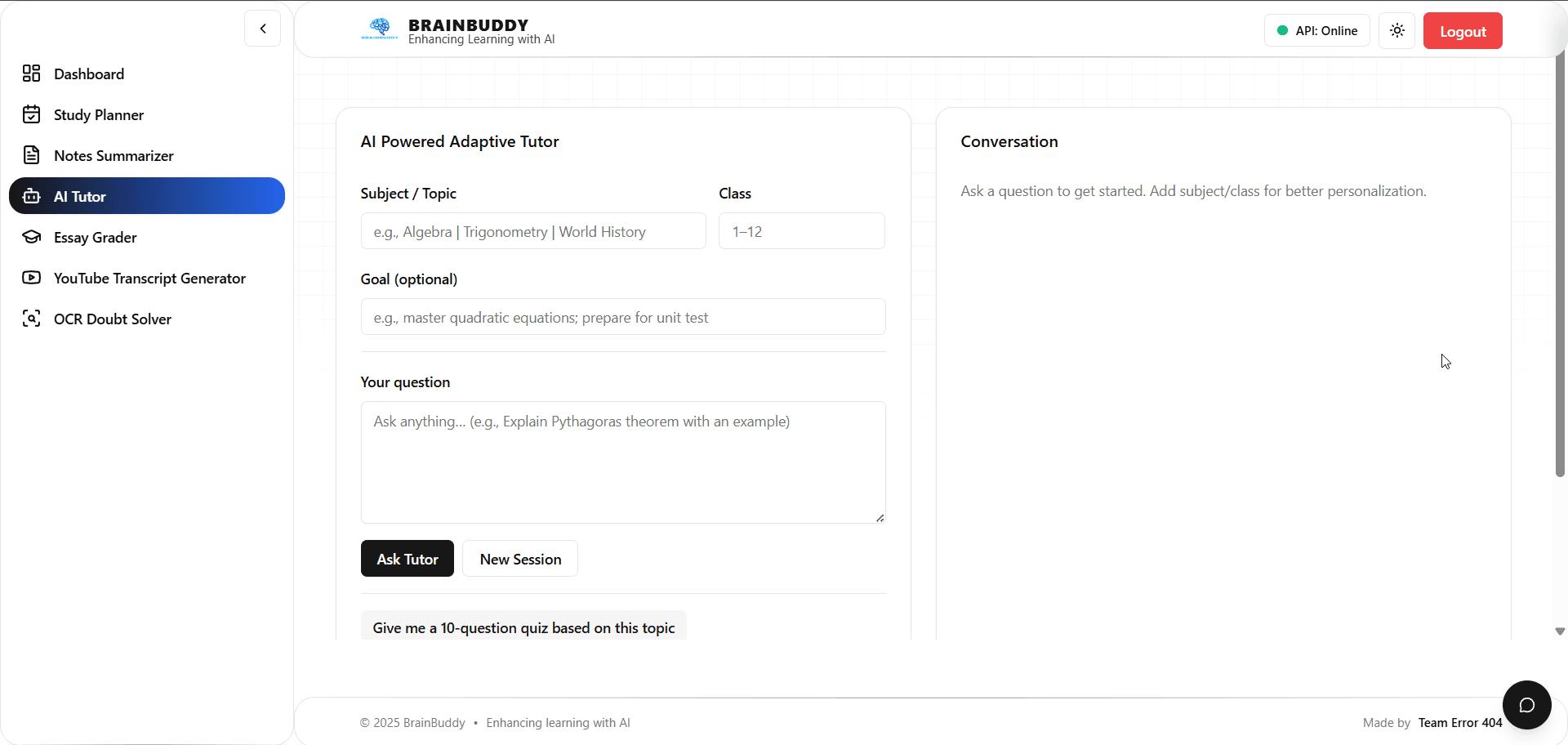 BrainBuddy AI - Enhancing Education with AI